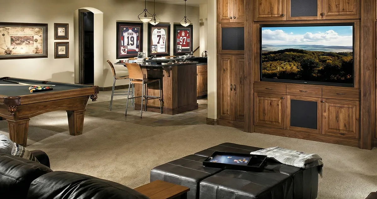 finished basement remodeling project transforming a basement into a comfortable living space in Long Beach, CA