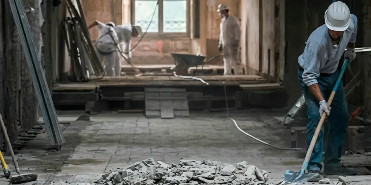 fire damage restoration professionals performing structural cleanup and restoration after a fire in Long Beach, CA